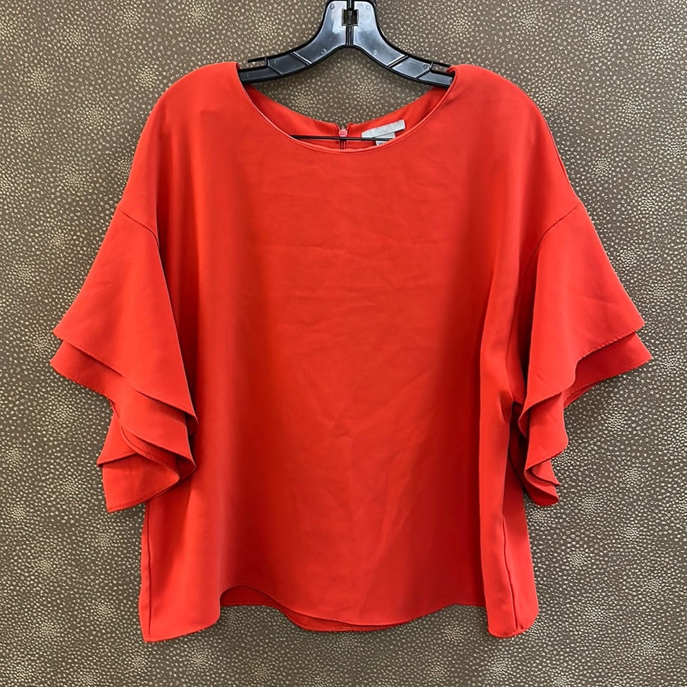 🔥🔥🔥H&M Red Wide Ruffle Sleeves Blouse Top